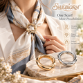SWEBIORN™ Orvelle Duo Scarf Rings – Gold & Silver Tone Round Scarf Slides, 2-Piece Neckerchief Holders, Minimalist Scarf Accessories