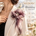 SWEBIORN™ Florenne Fabric Shoulder Bloom Pin – Dusty Black Layered Textile Flower Brooch, Blazer Dress Strap & Bag Accent