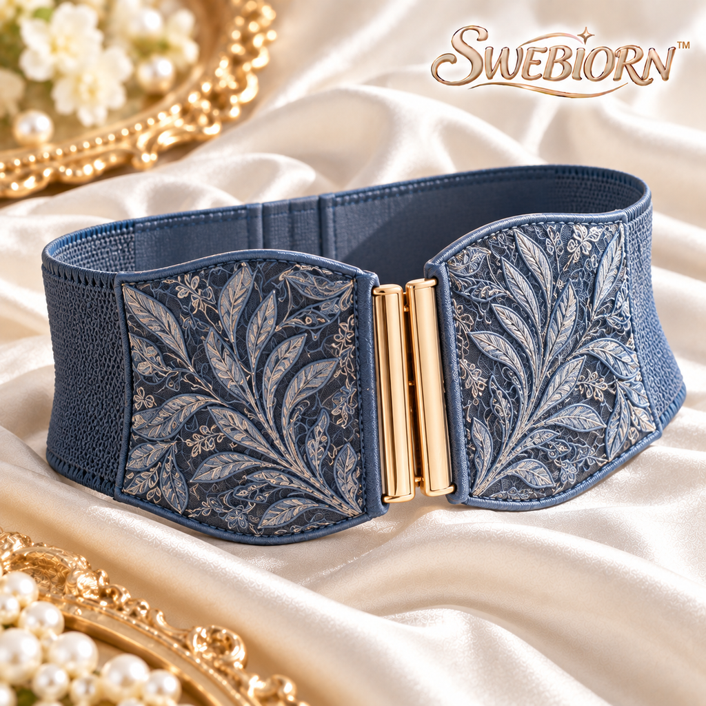 SWEBIORN™ Vellure Wide Pattern Stretch Waist Belt – Textured Elastic Statement Belt, Dress & Blazer Fashion Waist Accessory