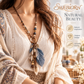 SWEBIORN™ Nomad Seed & Feather Textile Pendant – Earth Brown Fabric Cord Necklace, Original Boho Layering Fashion Accessory